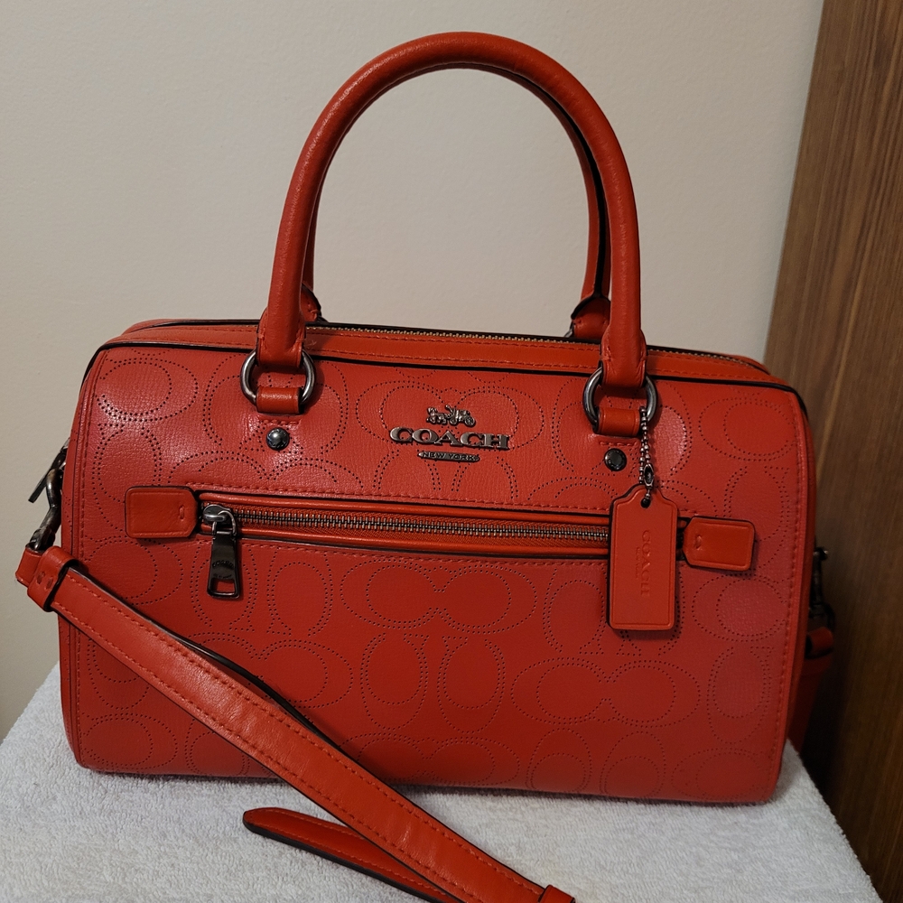 Coach Signature Leather Satchel Miami Red